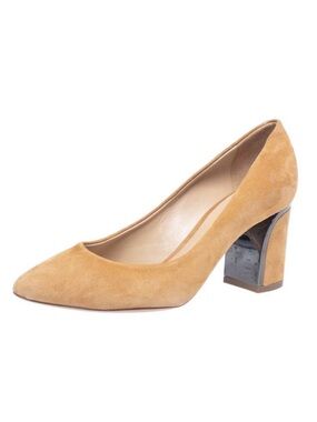 CHLOE Suede Heels Pointed Toe Camel/Tan Color Size 6.5/36.5